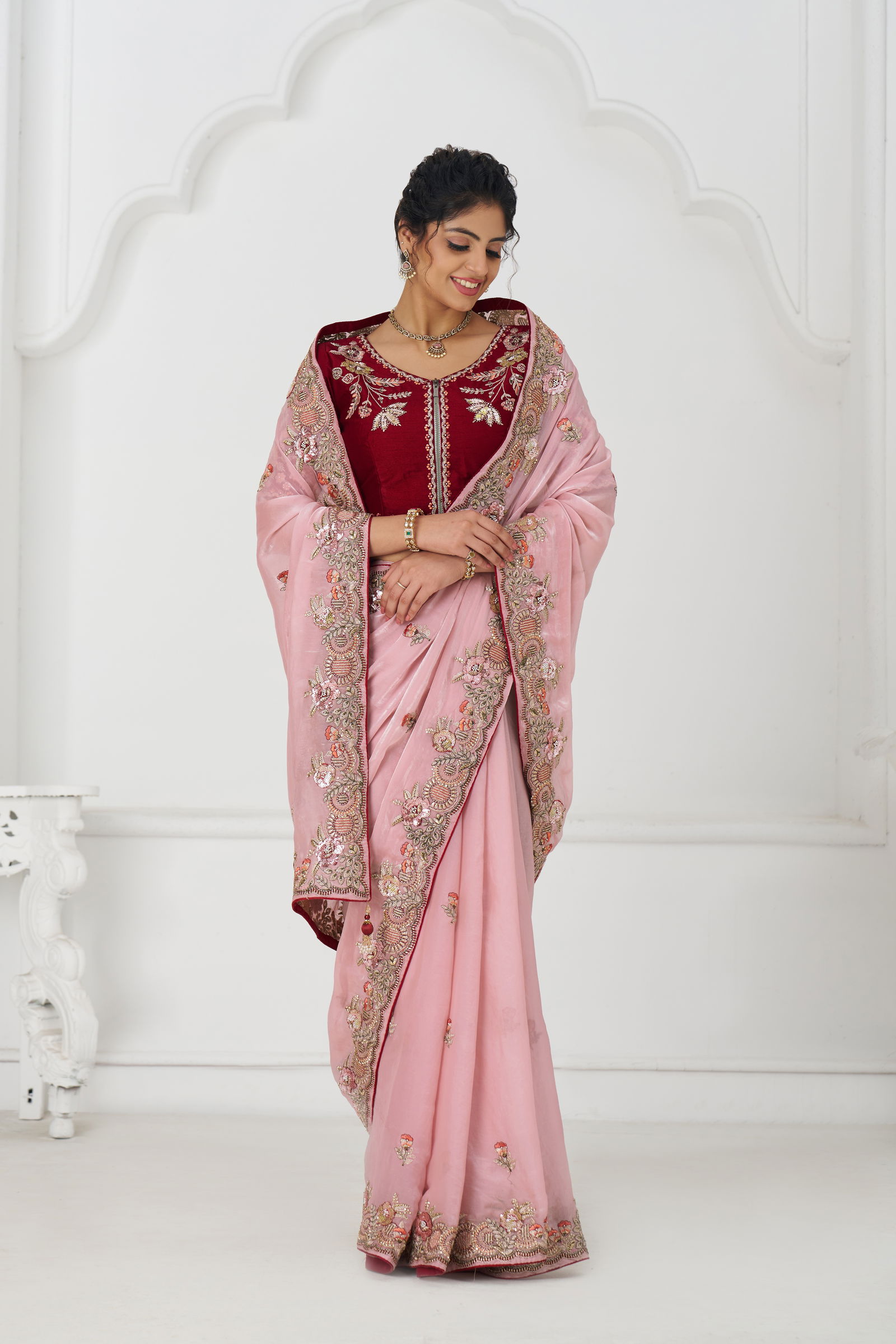 Kf 113 Pink Pure Fendi Silk Saree Wholesale Market In Surat With Price